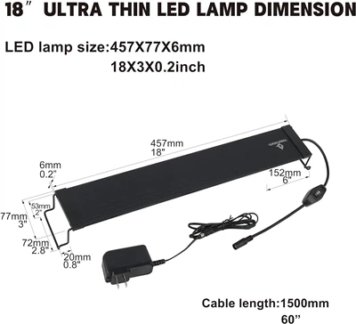 LED лампа за аквариум, проектирана за 10 - 55 галонови резервоари, включваща удобен превключвател за лесно включване - контрол на изключване, идеална за осветяване на водни растения и демонстриране на риби.